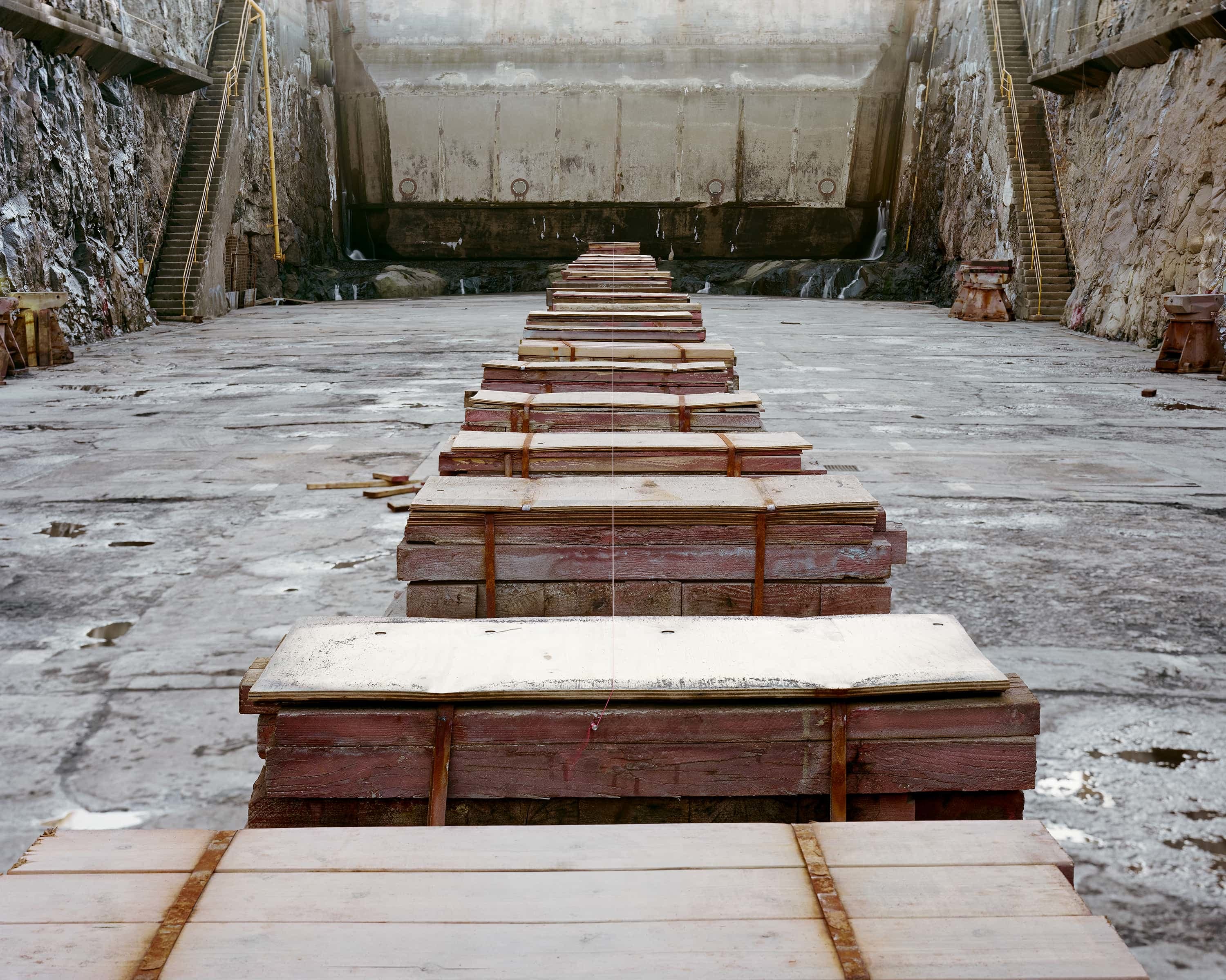 Floor of the drydock where the Swedish warship Vasa was first taken out of the water.