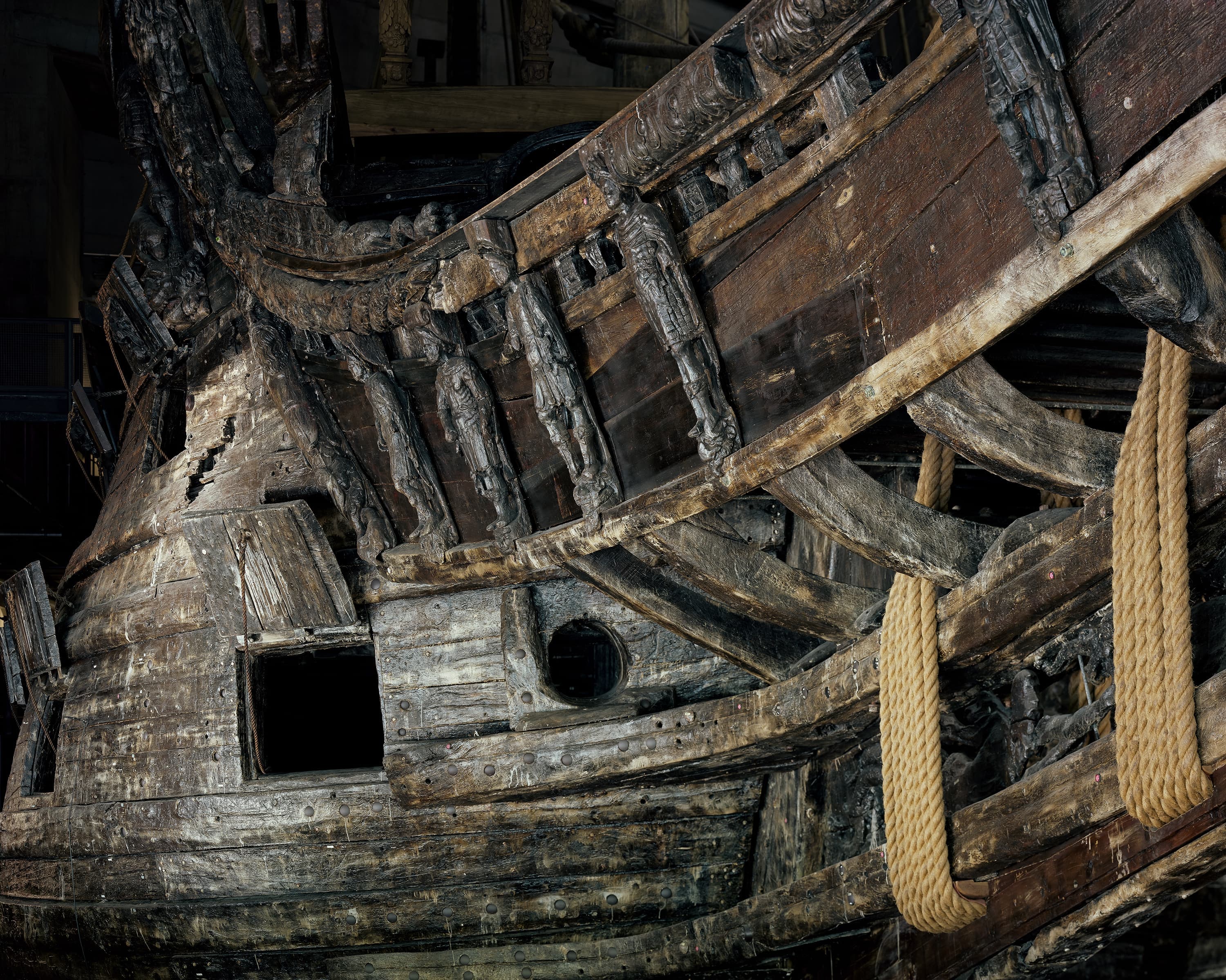 Starboard side of the Swedish warship Vasa.